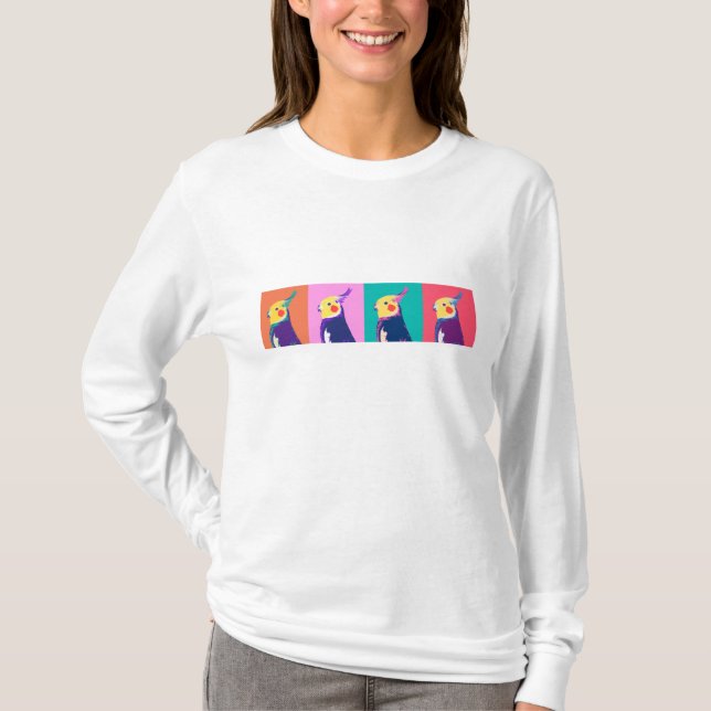 Camiseta Pop art do Cockatiel (Frente)