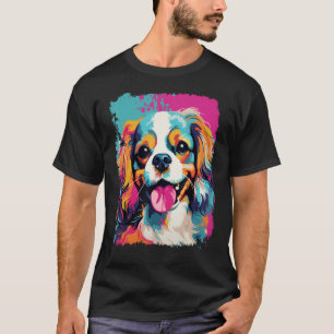 Camiseta Pop Art Dog Pink Cavalier King Charles Spaniel