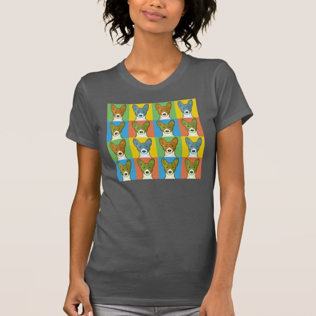 Camiseta Pop art dos desenhos animados do cão de Basenji (Frente)