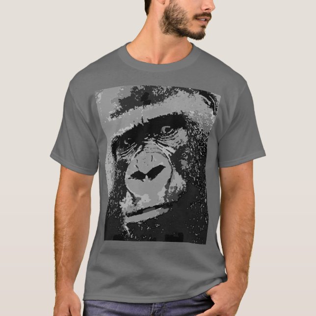 Camiseta Pop Art Gorilla Dark Cinza (Frente)