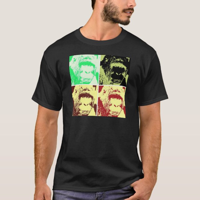 Camiseta Pop Art Gorilla Faces (Frente)