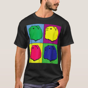 Camiseta Pop Art Guiné Suínos Gráficos Cons Coloridos