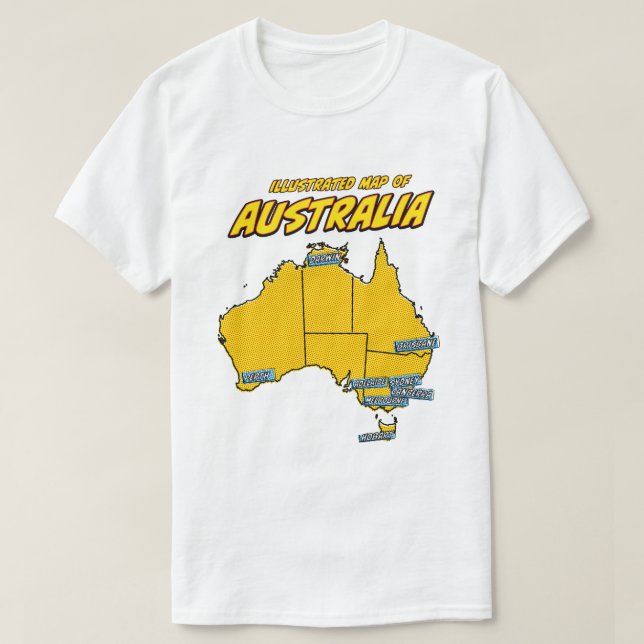 Camiseta Pop Art Ilustrado Austrália (Frente do Design)