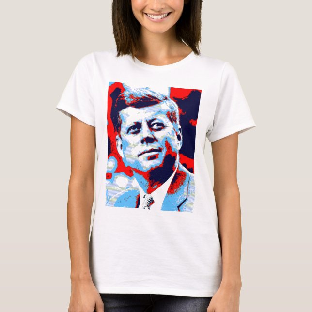 Camiseta Pop Art JFK John F. Kennedy Red Blue (Frente)