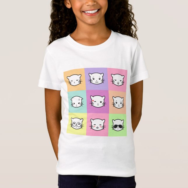 Camiseta Pop Art Kawaii Cat  Emoji 2 (Frente)