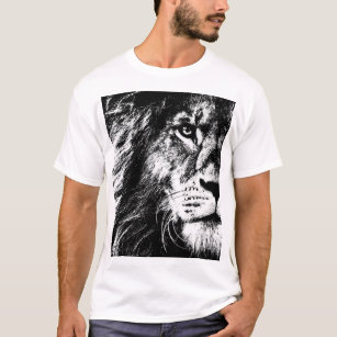Camiseta Pop Art Lion Face Modelo moderna e elegante mascul