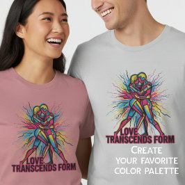 Camiseta Pop Art Love Transcends Form Cyberpunk Couple Grap
