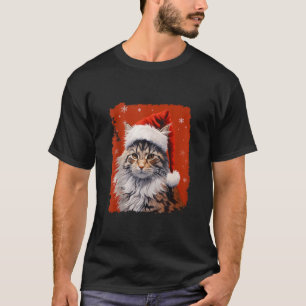 Camiseta Pop Art Maine Coon Natal Cat Red Tank Topo