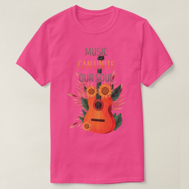 Camiseta Pop Art - Música Pode Unir Nossa Alma - Girassol - (Frente do Design)