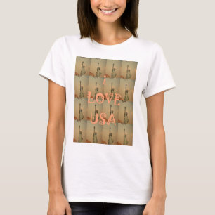 Camiseta Pop-Art Patriótico: "I Love USA" Graphic Art Desig