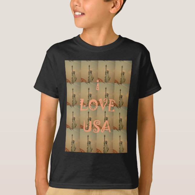Camiseta Pop-Art Patriótico: "I Love USA" Graphic Art Desig (Frente)