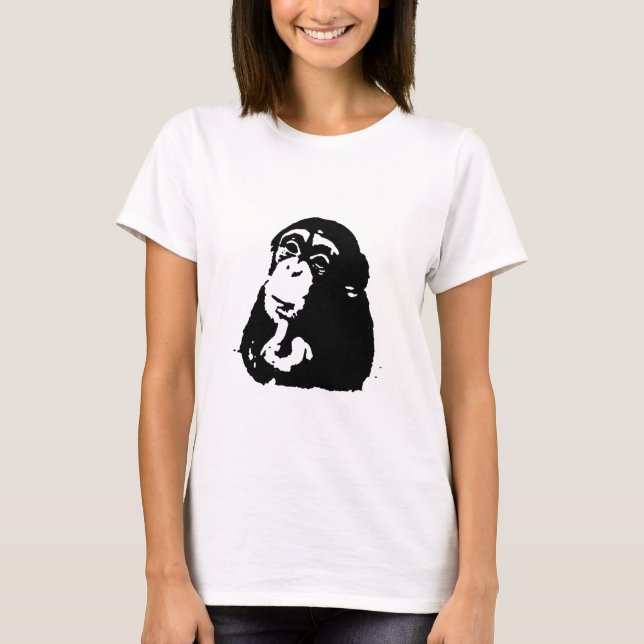 Camiseta Pop Art Pensando Chimpanzé (Frente)
