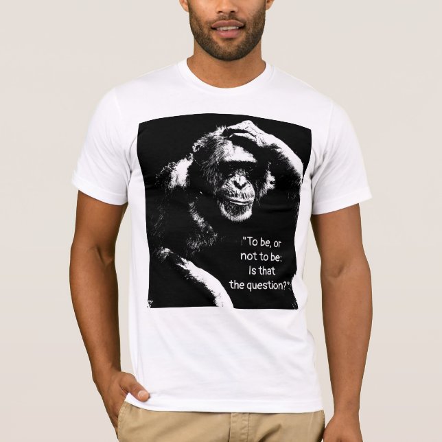 Camiseta Pop Art Pensando Macaco Shakespeare Citação Mascul (Frente)
