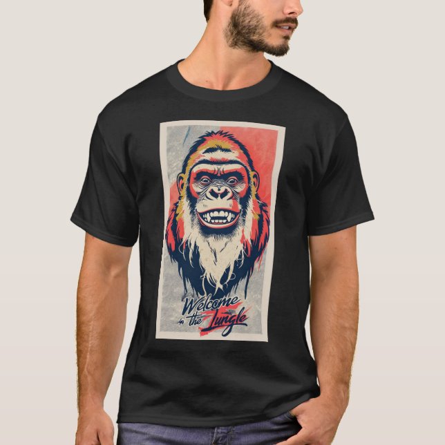 Camiseta Pop Art Silkscreen Gorilla Com Cores Neon (Frente)