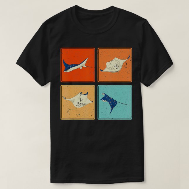 Camiseta Pop Art Stingray Aquarium Animal Scuba Diver Ocean (Frente do Design)