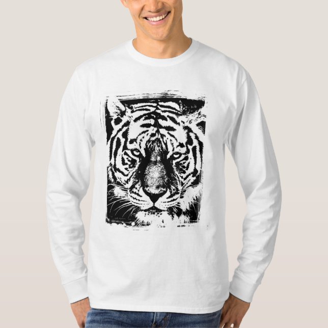 Camiseta Pop Art Tiger Head Elegante Moderno Modelo (Frente)