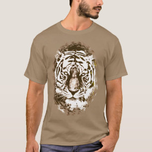 Camiseta Pop Art Tiger Head Elegante Moderno Modelo Pebble