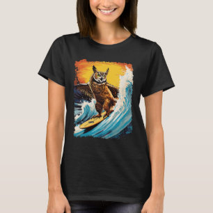 Camiseta Pop Art Zoológico Vintage Pássaro Coruja Surfando