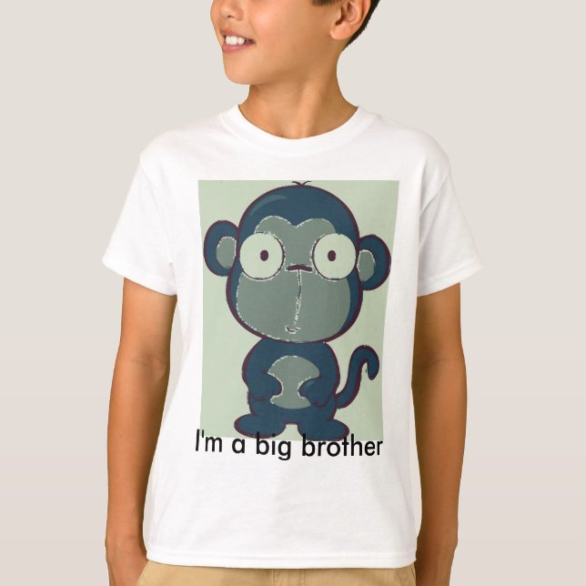 Camiseta Pop-arte-macaco-Overbite, eu sou um big brother (Frente)