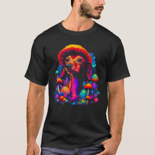 Camiseta Pop Artista Dachshund Dog Psychedelic Mushroom