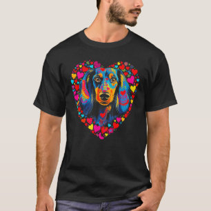 Camiseta Pop Artista Dachshund Dog Red Heart