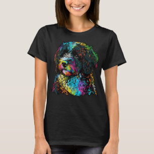 Camiseta Pop artístico colorido pintado com canino de água 