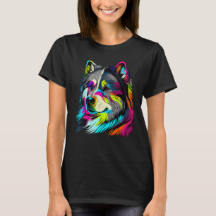 Camiseta Pop artístico colorido pintado no Alaska Malamute