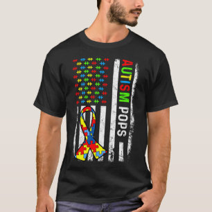 Camiseta Pop Autismo Americano Bandeira Autismo Família de 