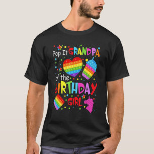 Camiseta Pop Bonito Vovô Da Rapariga De Aniversário.