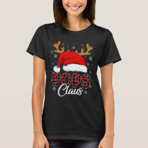 Camiseta Pop Claus Santa Hat Reindeer Xadrez Vermelha Corre