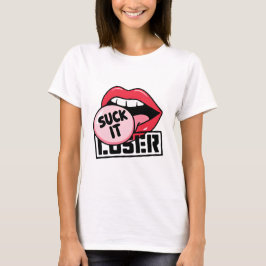 Camiseta Pop com Design de Lábios de arte assombrosa "Suck