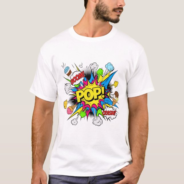 Camiseta Pop Crash Ice Creams T-Shirt – Fun Summer Dessert  (Frente)