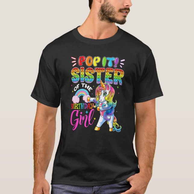 Camiseta Pop Da Irmã Da Rapariga De Aniversário Fidget Unic (Frente)