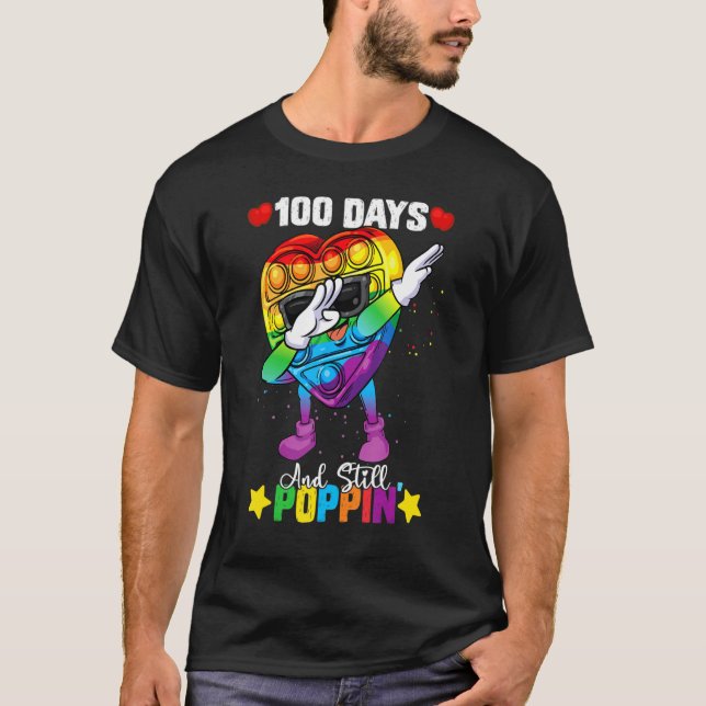 Camiseta Pop Dabbing Fidget Toy 100º Dia Da Menina Da Escol (Frente)