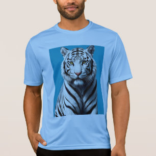 Camiseta Pop de Arte Branca de Tigre - Gato Selvagem Feroz