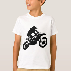 Camiseta Pop de Arte Branca Negra Motocross Motorcyesporte