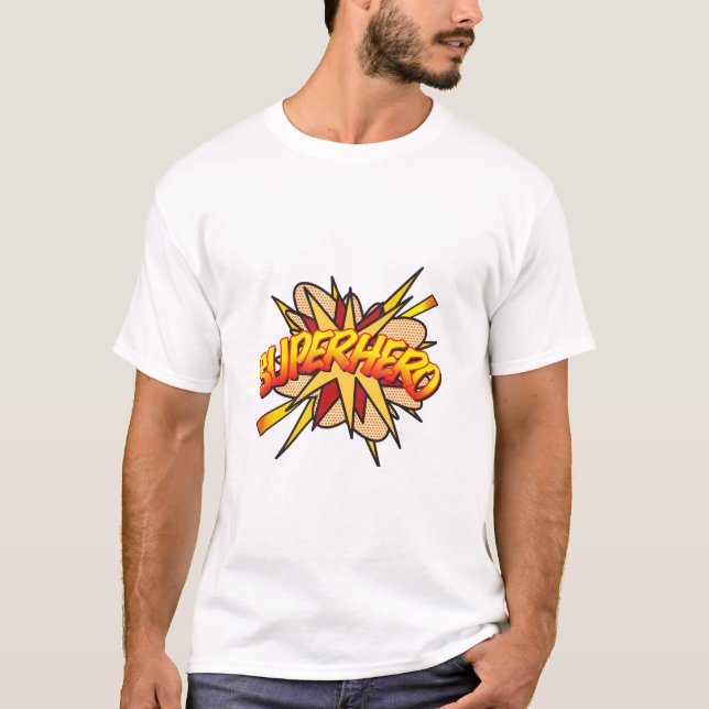 Camiseta Pop de Arte da Cômica SUPERHERO (Frente)