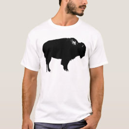 Camiseta Pop de Arte de Bison Bison Branco e Preto
