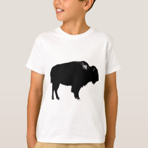 Camiseta Pop de Arte de Bison Bison Branco e Preto