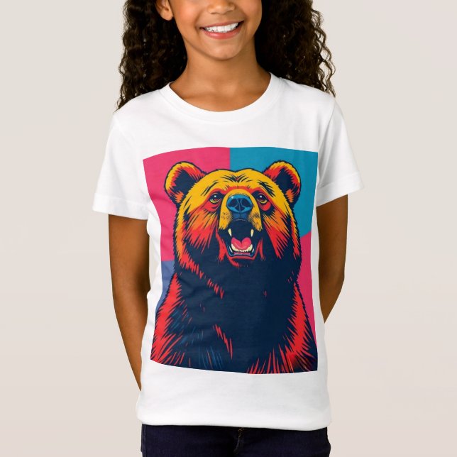 Camiseta Pop de Arte do Urso Grizzly (Frente)