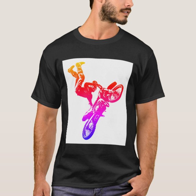 Camiseta Pop de Arte Moderno Elegante Acrobatics Biker (Frente)