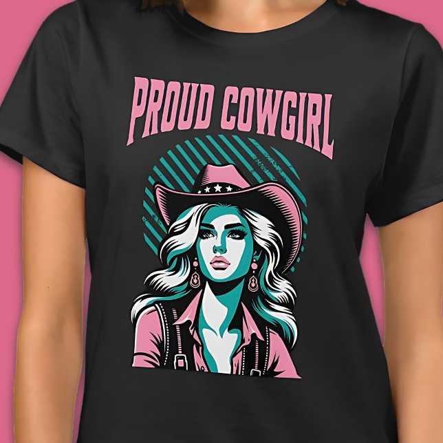 Camiseta Pop de Arte Ocidental Orgulhosa (Cowgirl Pride Western Pop Art Aesthetic Graphic T-Shirt)
