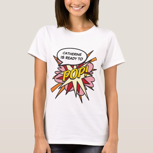 Camiseta Pop de arte personalizada de quadrinhos pronta par (Frente)