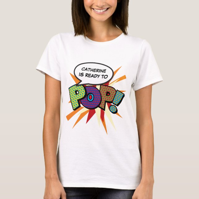 Camiseta Pop de arte personalizada de quadrinhos pronta par (Frente)
