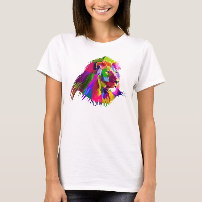Camiseta Pop de Arte Prismática de Leão-62502 (Frente)