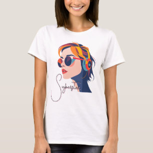 Camiseta Pop de Arte Trendy com Fones de ouvido