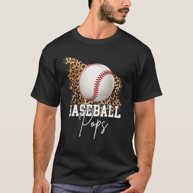 Camiseta Pop de beisebol Coração Leopardo (Frente)