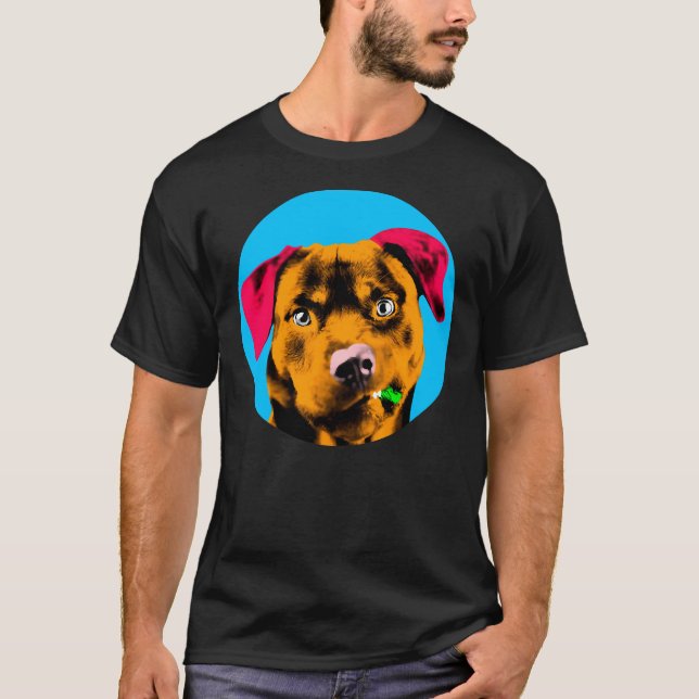 Camiseta Pop de Cão Rottweiler Azul (Frente)