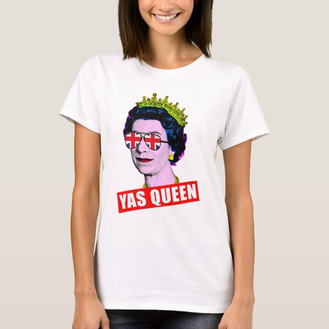Camiseta Pop de diversão HM Queen com óculos de salto sindi (Frente)