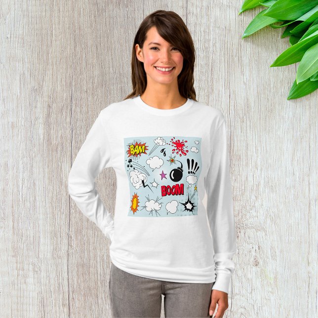 Camiseta Pop de Explosão em Comic Retroativa (Criador carregado)